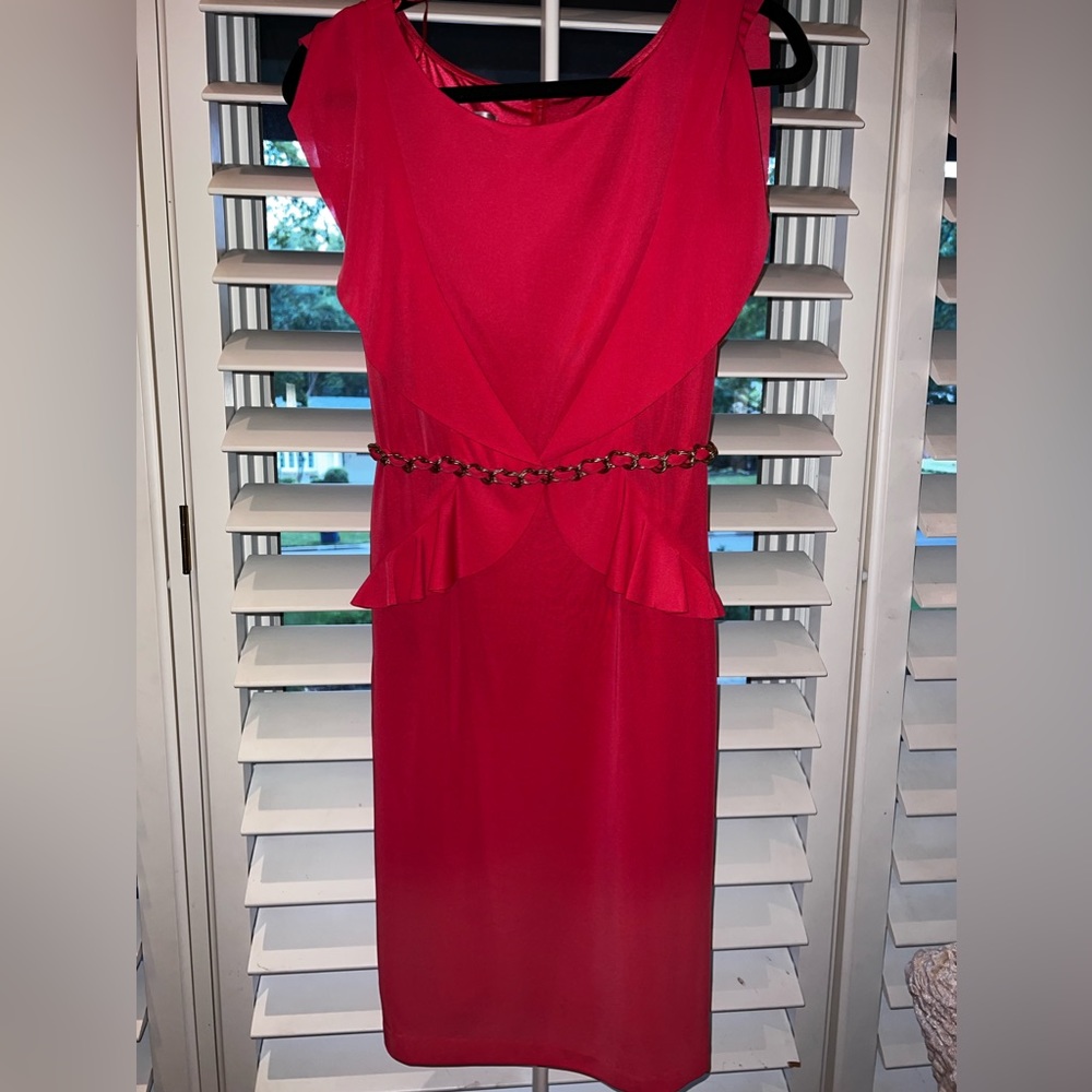 Kay Unger Pink Dress w/ chain detail!